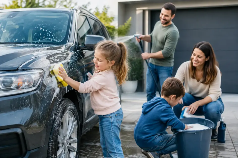 Beste Autopflege für Familienautos im Alltag – Symbolbild (KI-generiert)